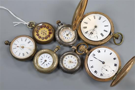 A collection of mixed fob and pocket watches.